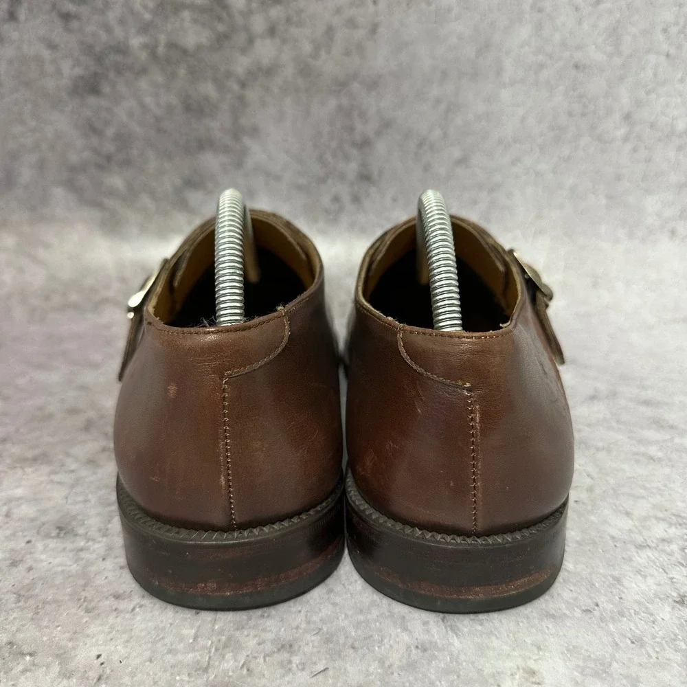 Ambiorix Single Monk Strap Mens 8 Brown Leather Plain Toe Dress Shoes Buckle